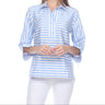 Hinson Wu Aileen Stripe and Gingham 3/4 Sleeve Blouse