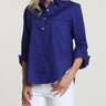 Hinson Wu Zoey Sateen Ruched 3/4 Sleeve Blouse