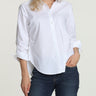 Hinson Wu Zoey Sateen Ruched 3/4 Sleeve Blouse