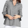 Hinson Wu Xena 3/4 Sleeve Stripe and Gingham Blouse