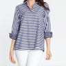 Hinson Wu Xena 3/4 Sleeve Stripe and Gingham Blouse