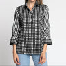 Hinson Wu Zoey Gingham-Stripe 3/4 Sleeve Blouse
