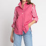 Hinson Wu Zoey Gingham-Stripe 3/4 Sleeve Blouse
