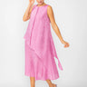 IC collection; flowy asymmetrical crinkle dress, lightweight, orchid color