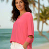 Emmelle Design Lustrous Crepe Elbow Slit 3/4 Sleeve Top