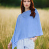 Alashan 100% Cashmere Topper with Pearl trim blue horizon
