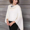Alashan 100% Cashmere Topper with Pearl trim white