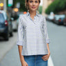 Hinson Wu Xena 3/4 Sleeve Stripe and Gingham Blouse