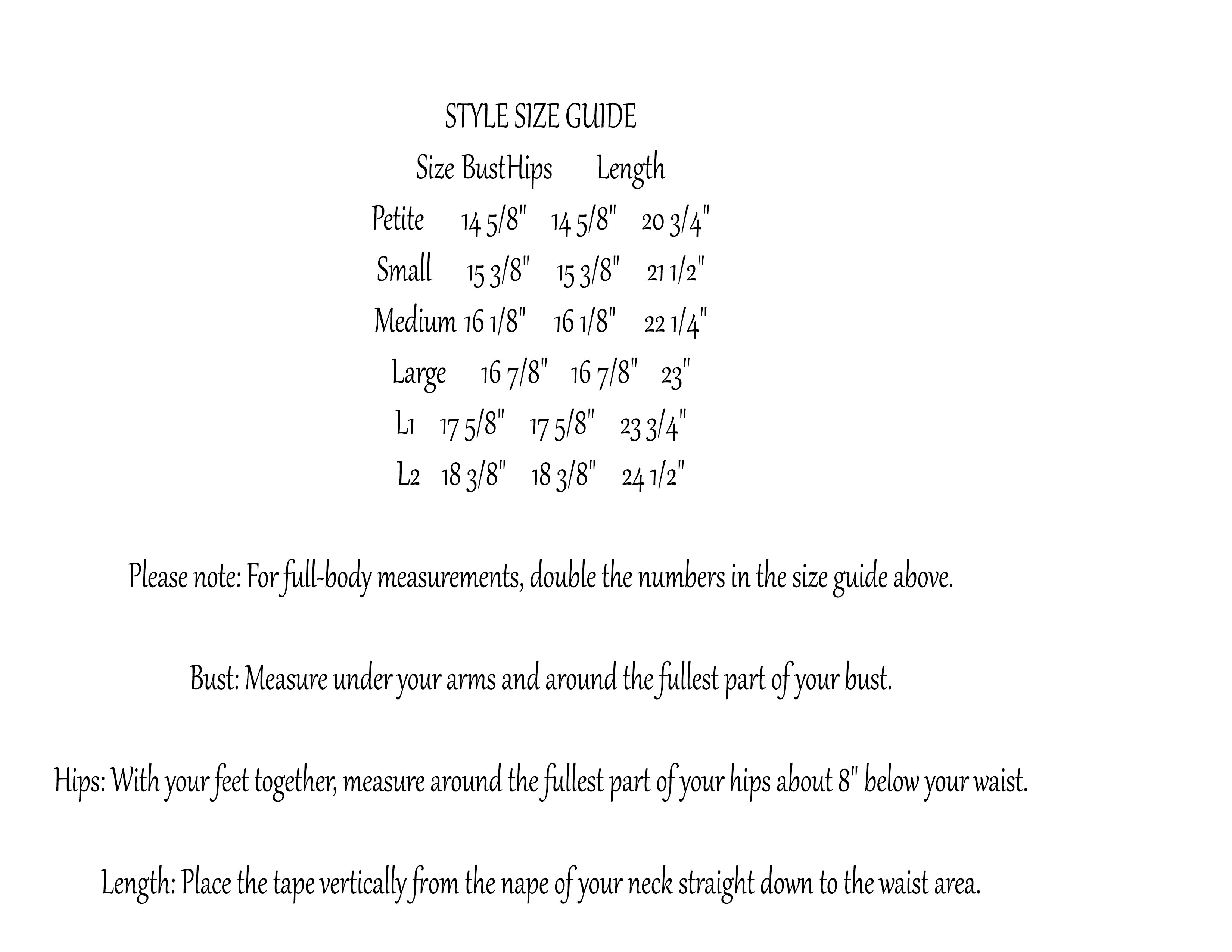 SIZE CHART