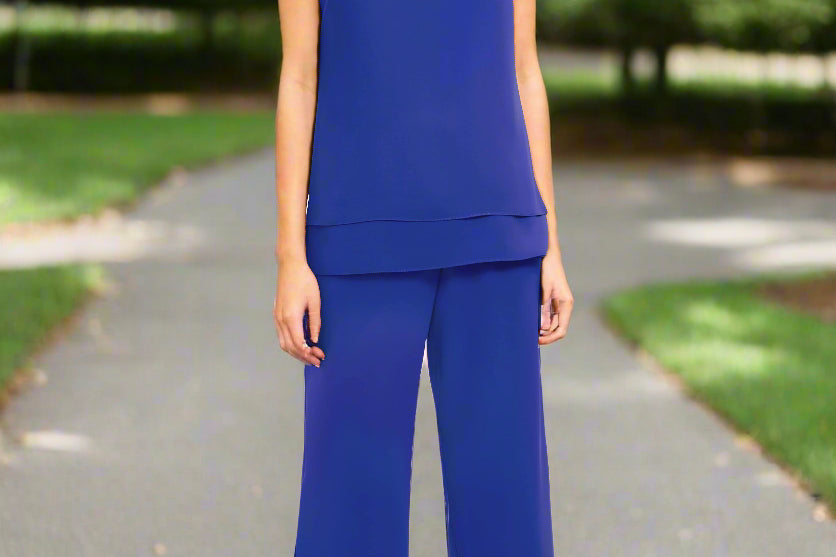 Emmelle Design Lustrous Crepe Double Layer High Neck Tank
