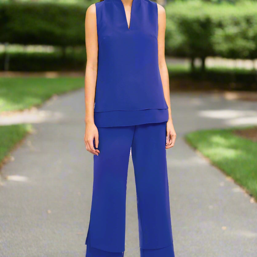 Emmelle Design Lustrous Crepe Double Layer High Neck Tank