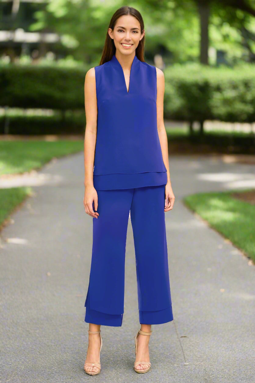 Emmelle Design Lustrous Crepe Double Layer High Neck Tank