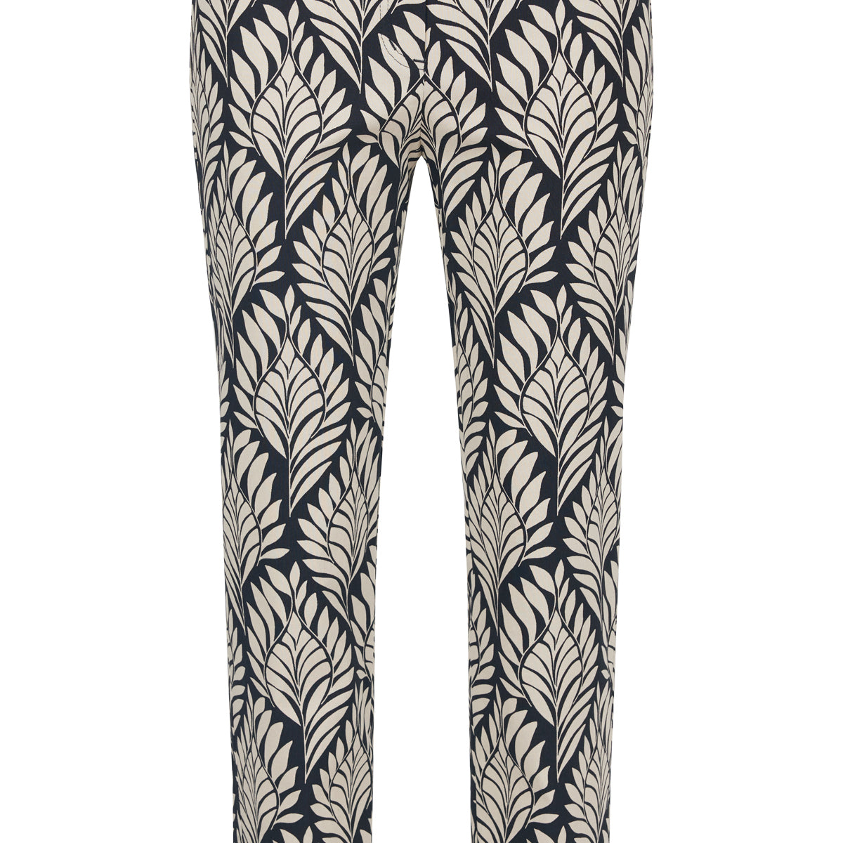 Robell pant, khaki leaf and black print pant