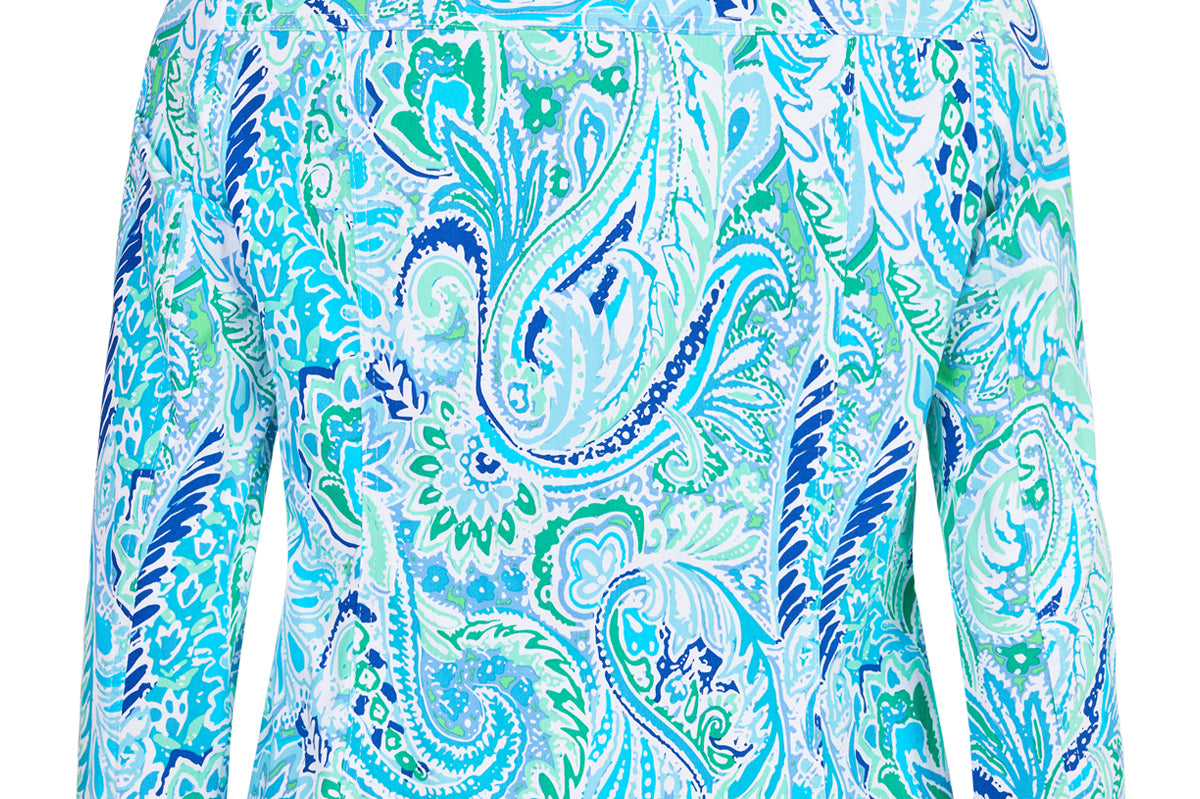 Robell Paisley printed in blues and green button front jacket