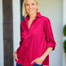 Hinson Wu Xena Zip Back 3/4 Sleeve Blouse