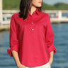 Hinson Wu Zoey Sateen Ruched 3/4 Sleeve Blouse