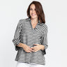 Hinson Wu Xena 3/4 Sleeve Stripe and Gingham Blouse