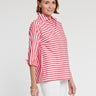 Hinson Wu Xena 3/4 Sleeve Stripe and Gingham Blouse