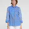 Hinson Wu Zoey Gingham-Stripe 3/4 Sleeve Blouse