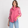 Hinson Wu Zoey Gingham-Stripe 3/4 Sleeve Blouse