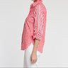 Hinson Wu Zoey Gingham-Stripe 3/4 Sleeve Blouse