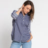 Hinson Wu Zoey Gingham-Stripe 3/4 Sleeve Blouse