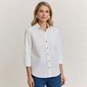 Hinson Wu Clarice 3/4 Sleeve Fitted Blouse with Gold Buttons