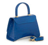 Arcadia Arco  Medium Handbag in Reptile Embossed Leather- Cobalt
