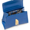 Arcadia Arco Small Reptile Embossed Handbag in Cobalt