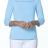 ELI, Cotton blend, 3/4 sleeve, square neck detail top 