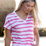 Marble Stripe VNeck SS Top