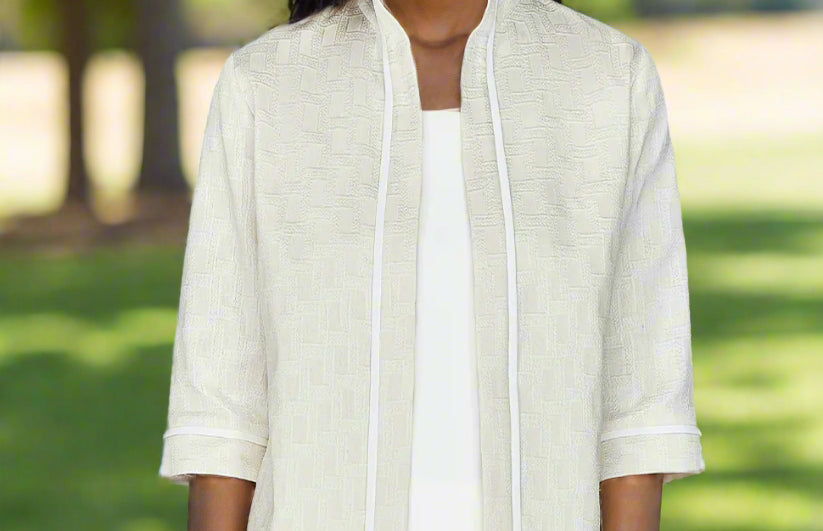 Emmelle Open Front Basketweave Jaquard Jacket