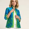 Emmelle Graphic Floral Jacquard Open Front High Neck Jacket