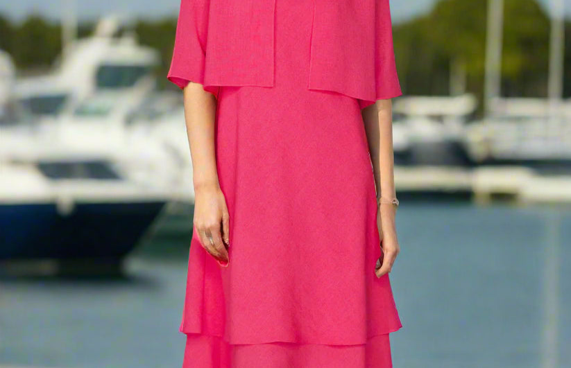 Emmelle Micro Linen Double Layer Bias Dress- shown with Matching Bolero