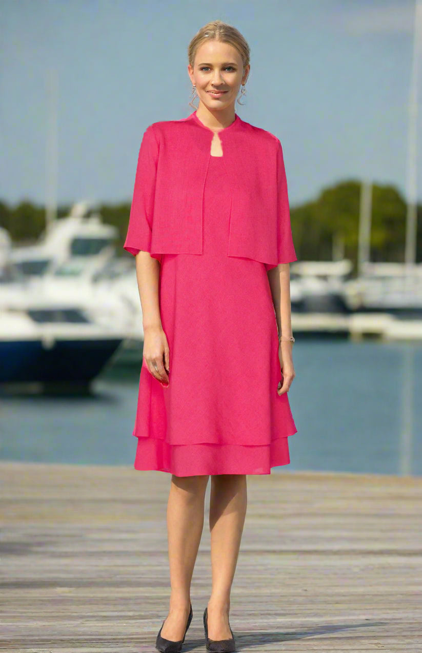 Emmelle Micro Linen Double Layer Bias Dress- shown with Matching Bolero