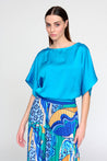 Tinta Style Morile Charmuese Top in Turquoise