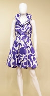 Samuel Dong Purple Abstract Bubble Ruffle Collar Dress