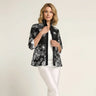 Emmelle Graphic Floral Jacquard Open Front High Neck Jacket