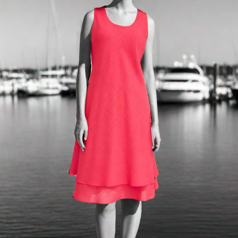 Emmelle Micro Linen Double Layer Bias Dress
