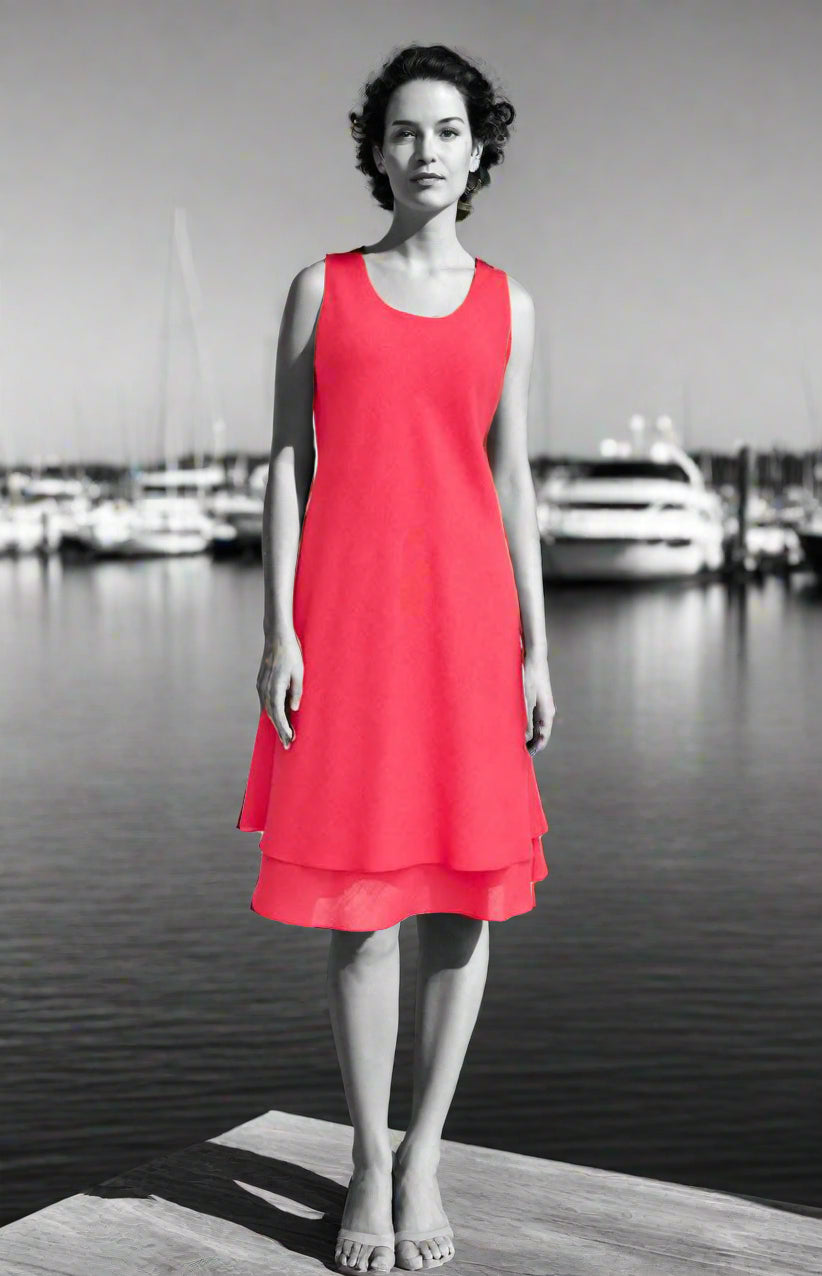 Emmelle Micro Linen Double Layer Bias Dress