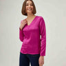 Leo and Ugo V Neck Charmeuse LS Top