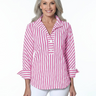 Jenvie Stripe Bias Sleeve Panama Popover Blouse