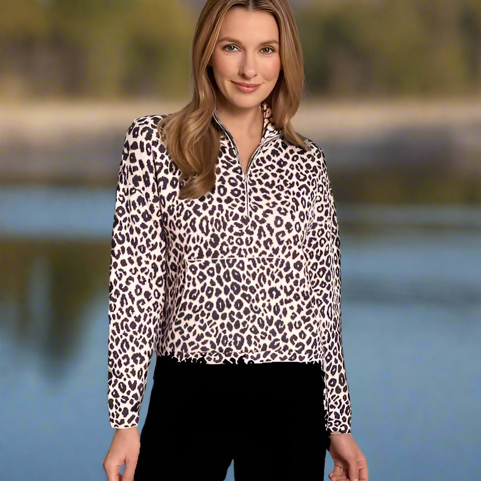Alashan Esme Leopard 1/4 Zip Sweater