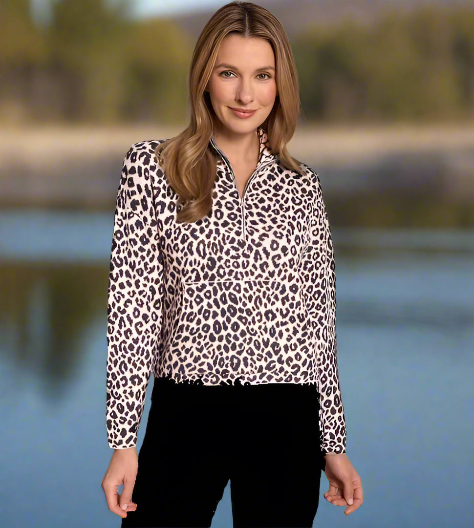 Alashan Esme Leopard 1/4 Zip Sweater