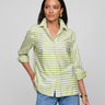 Hinson Wu Xena 3/4 Sleeve Stripe and Gingham Blouse