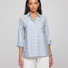 Hinson Wu Xena 3/4 Sleeve Stripe and Gingham Blouse