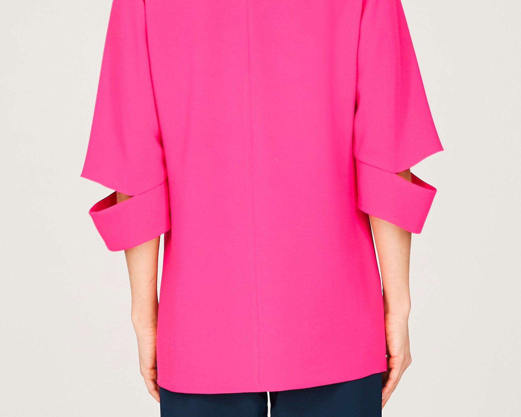 Emmelle Design Lustrous Crepe Elbow Slit 3/4 Sleeve Top