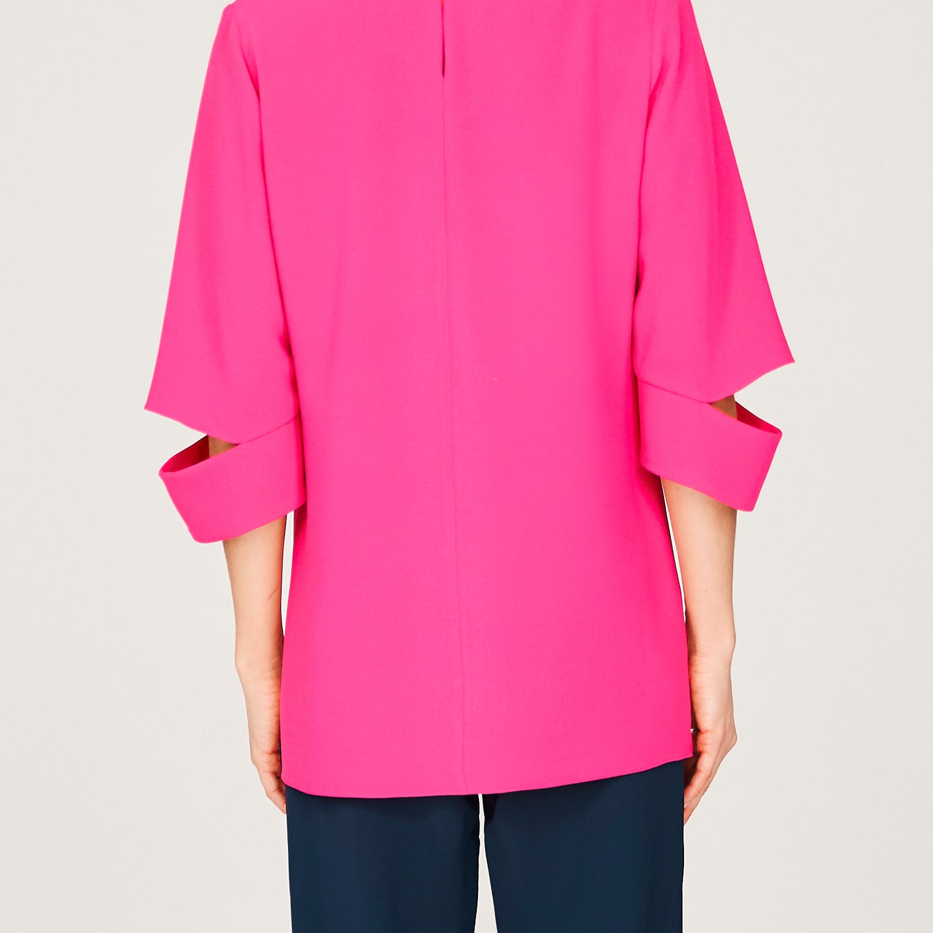 Emmelle Design Lustrous Crepe Elbow Slit 3/4 Sleeve Top